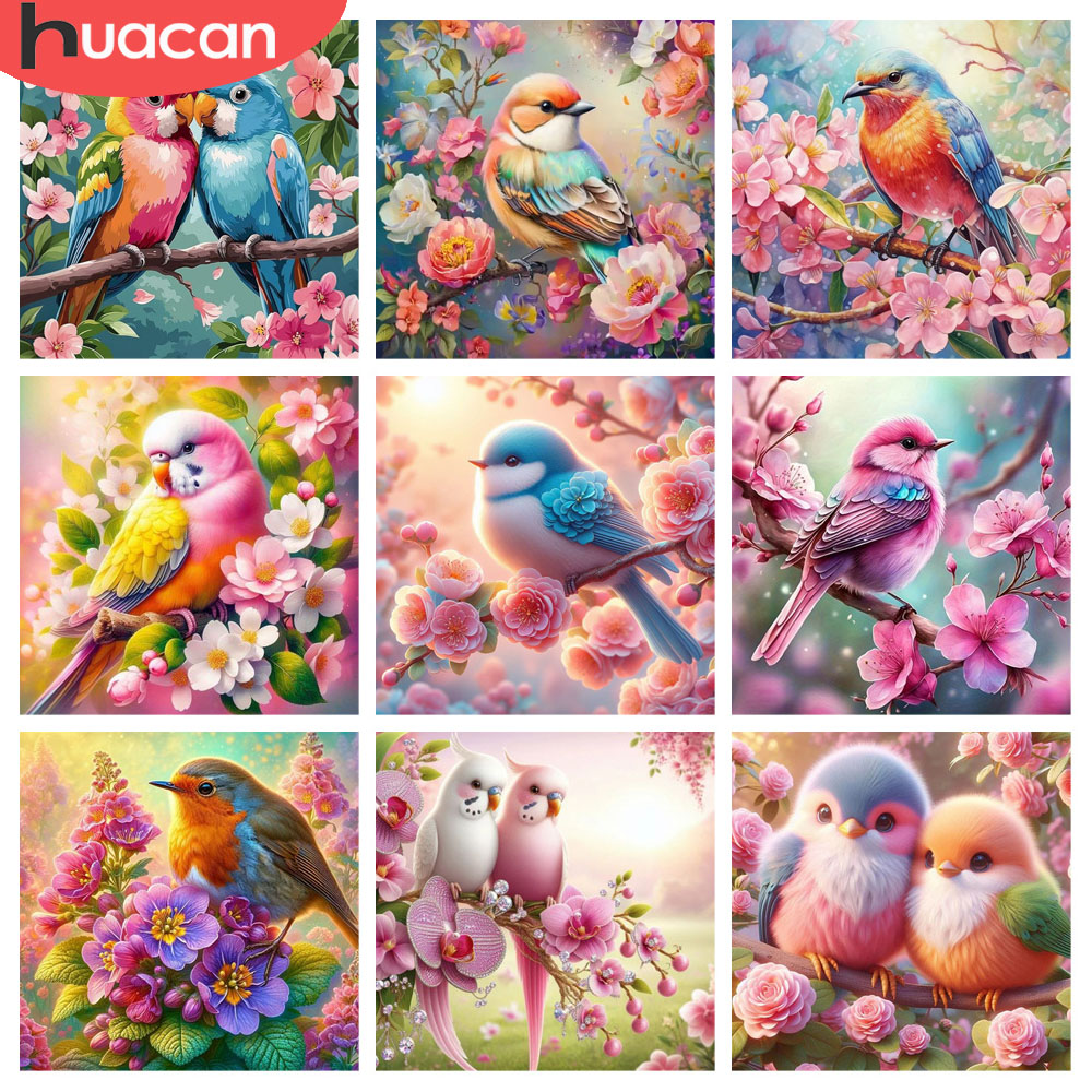 Resin Art Rose - HUACAN Diamant-Gemälde, Vogel, Blume, Tier, Mosaik,