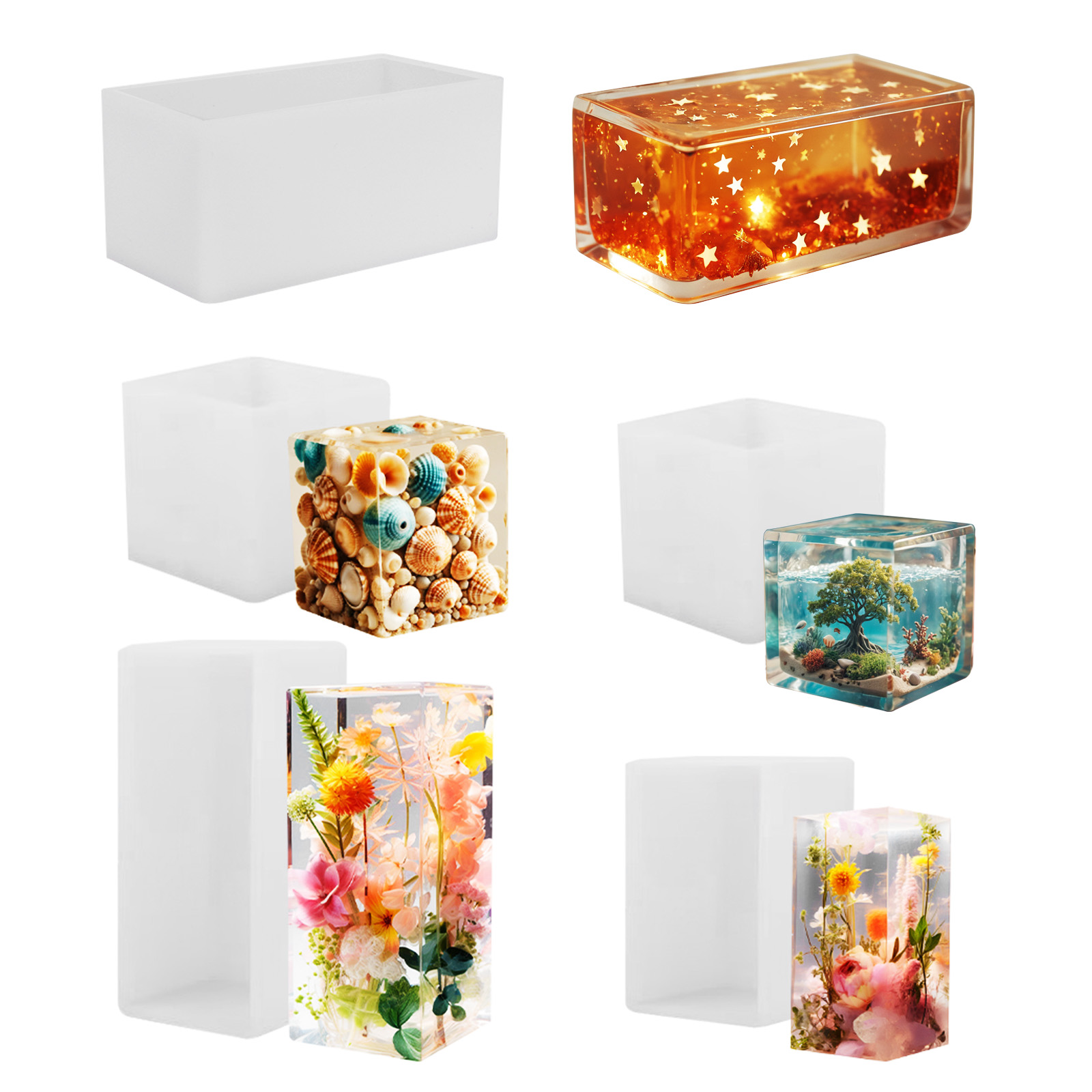 Resin Art Epoxy - Epoxidharz-Gießform Silikonform DIY Quaderförmige Harzform Kristall-Epoxid