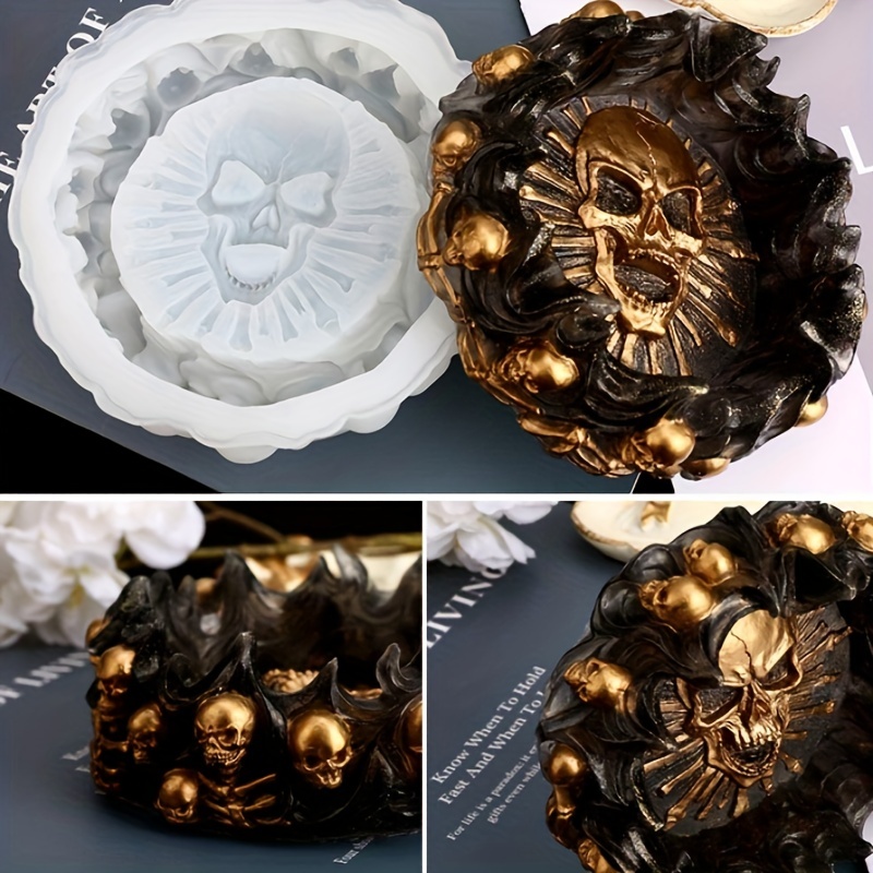 Resin Art Things - Aschenbecher-Form, Totenkopf DIY Bastelgeschenk Epoxidharz-Gießform, Schmuckaufbewahrungsform,