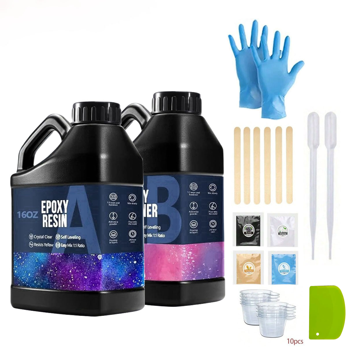 Resin Art Epoxy - 1000 ml kristallklares Epoxidharz-Set, keine Vergilbung,