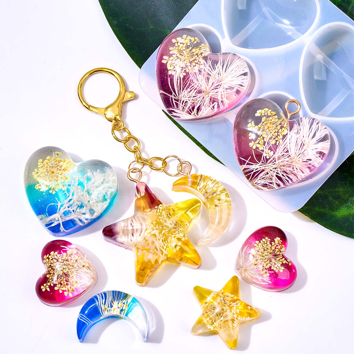 Herz-Stern-Mond-Anhänger Silik – Resin Art Epoxy Bewertung und Preis